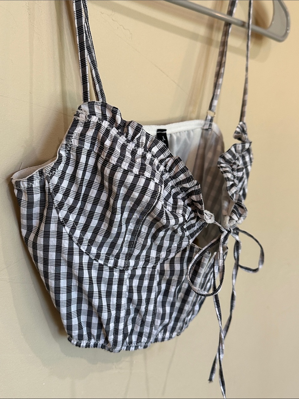 NEW Urban Outfitters black white Tie-Front bustier corset style Crop Top Sz S - Picture 4 of 9